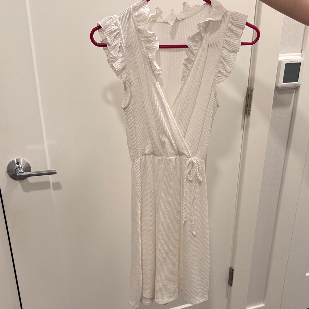 White Ruffled Sleeveless Dress